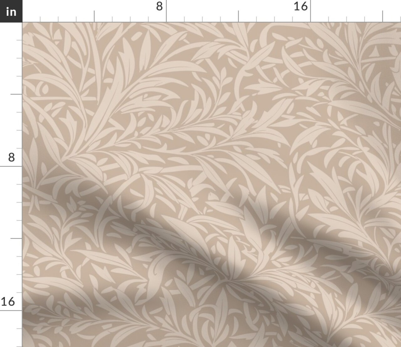 Victorian Beige Damask Willow William Morris Vintage Floral Leaf Neutrals Custom Printed Fabric by Spoonflower Various Fabrics by the Yard or Fat Quarter